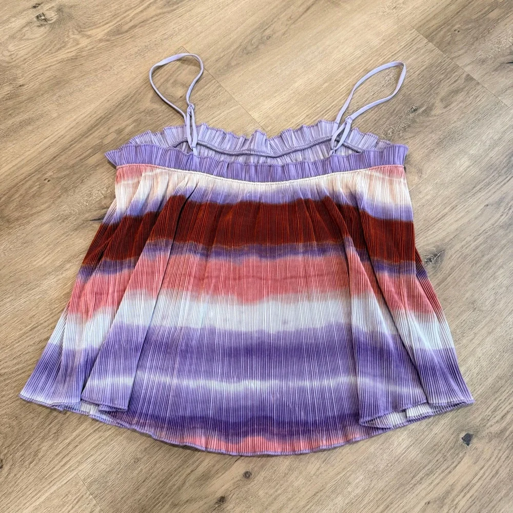 MADEWELL Pleated Cami Top Ombre Purple Coral Rust Tank‎ Spaghetti Strap Size S